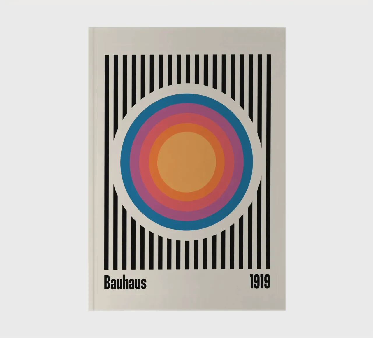 Bauhaus 1919 Stripes & Colored Circles Pattern notebook by Paigaam Studio