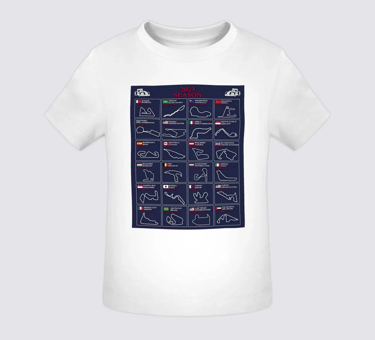 2023 Circuito di formula 1 maglietta neonato da hanna shop