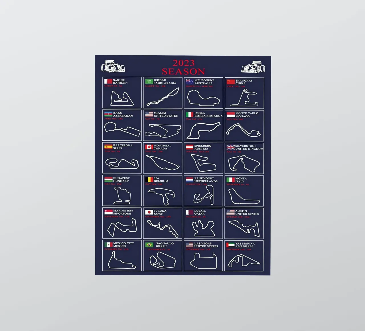 2023 Fórmula 1 Circuito pegatina de hanna shop