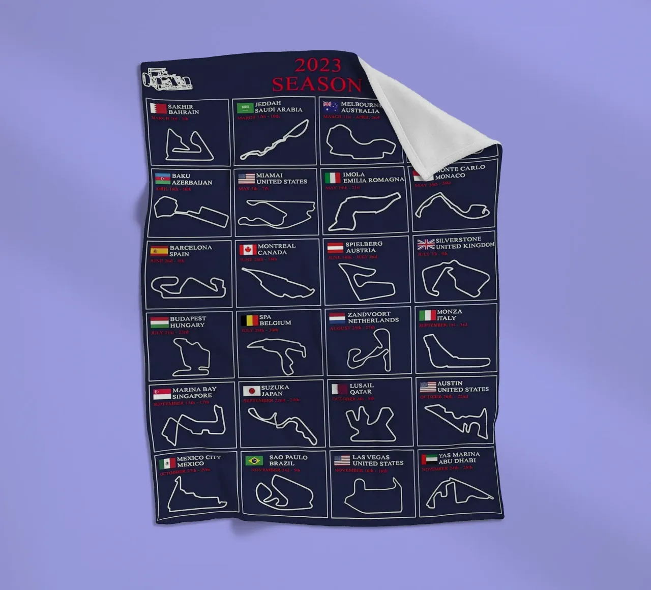 2023 Circuito di formula 1 coperta in pile da hanna shop