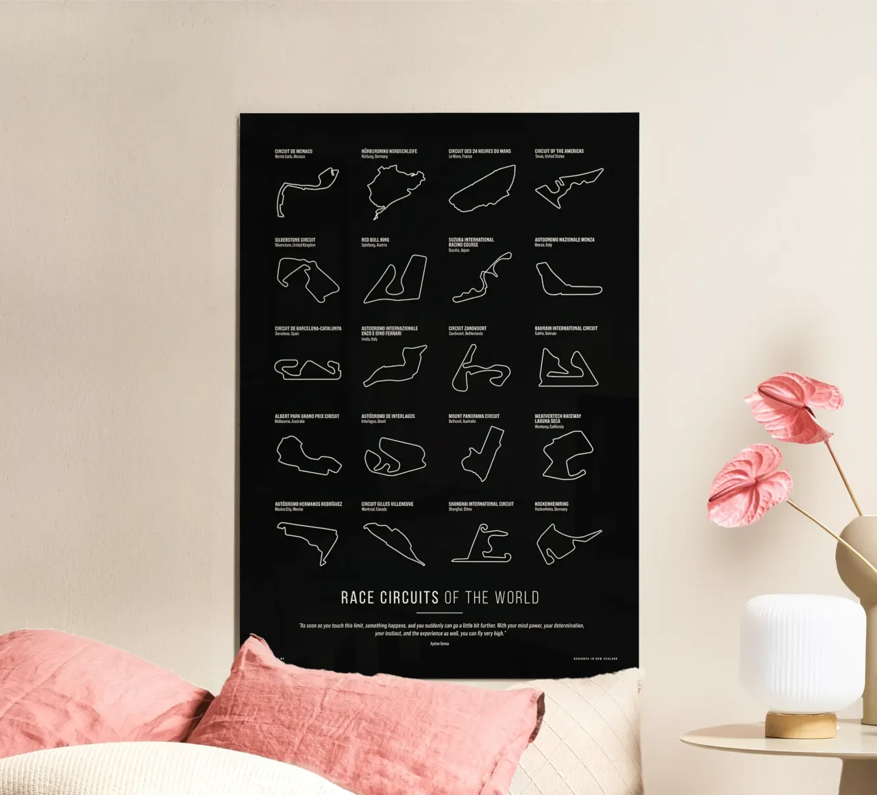 Circuiti di gara del mondo poster con telaio in plastica da hanna shop