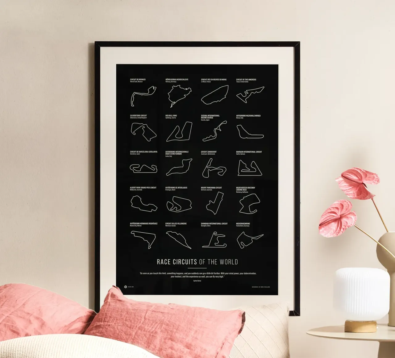 Circuiti di gara del mondo poster con telaio in plastica da hanna shop