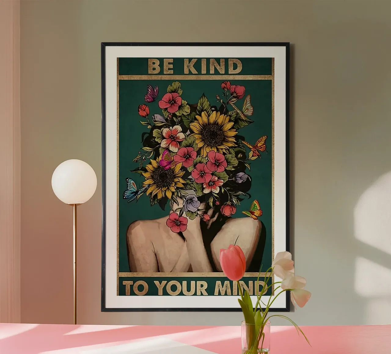 Siate gentili con la vostra mente poster con telaio in alluminio da hanna shop