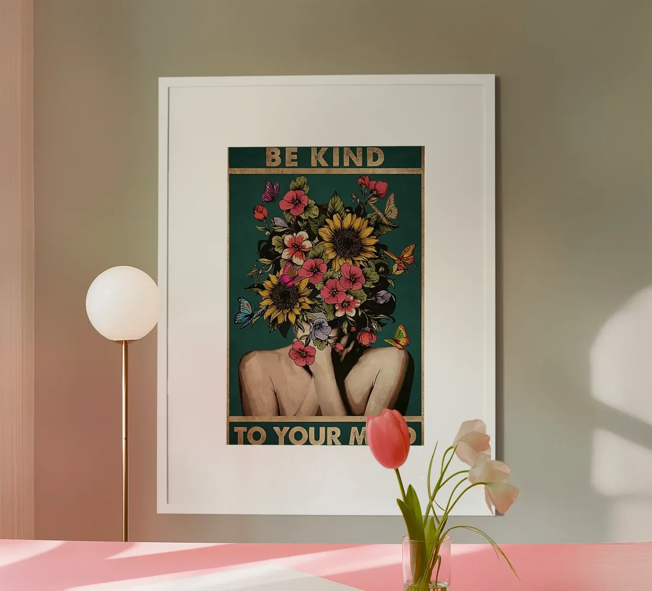 Siate gentili con la vostra mente poster con telaio in alluminio da hanna shop