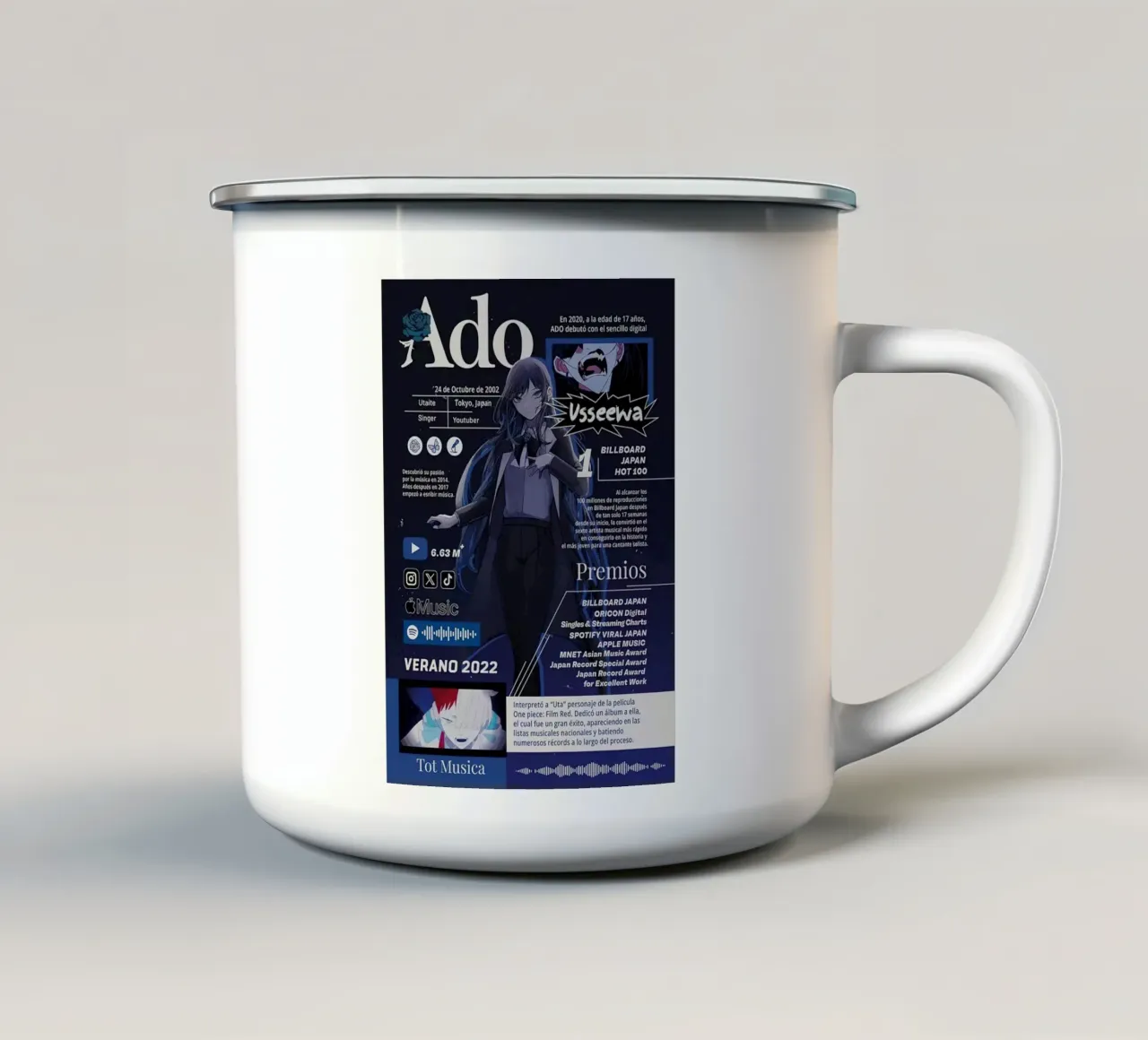 Cantante ADO tazza in smalto da hanna shop