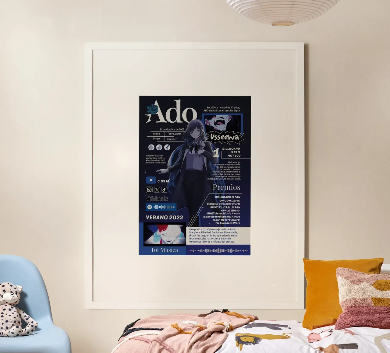 Cantante ADO poster con telaio in legno da hanna shop