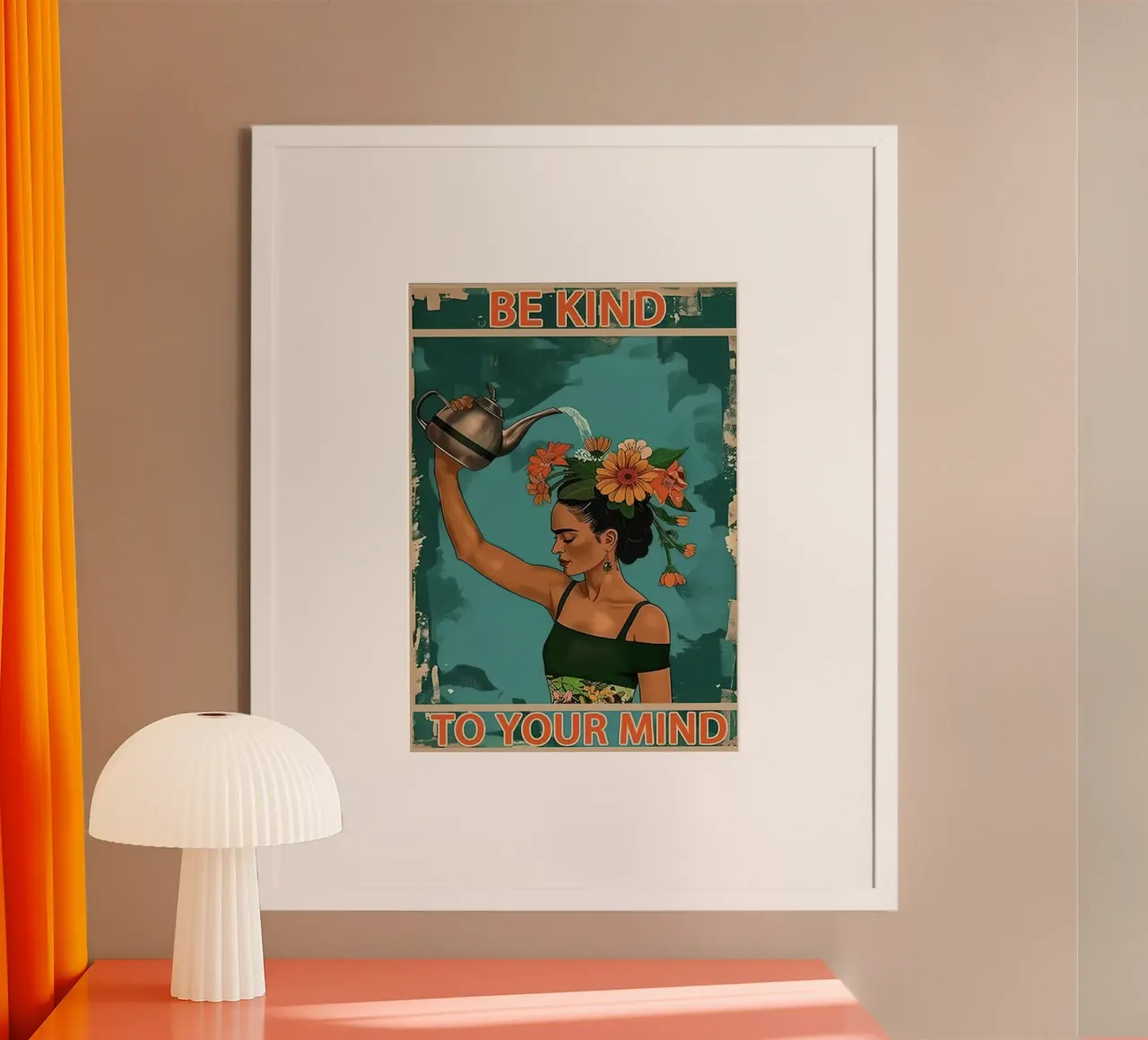 Siate gentili con la vostra mente poster con telaio in legno da hanna shop