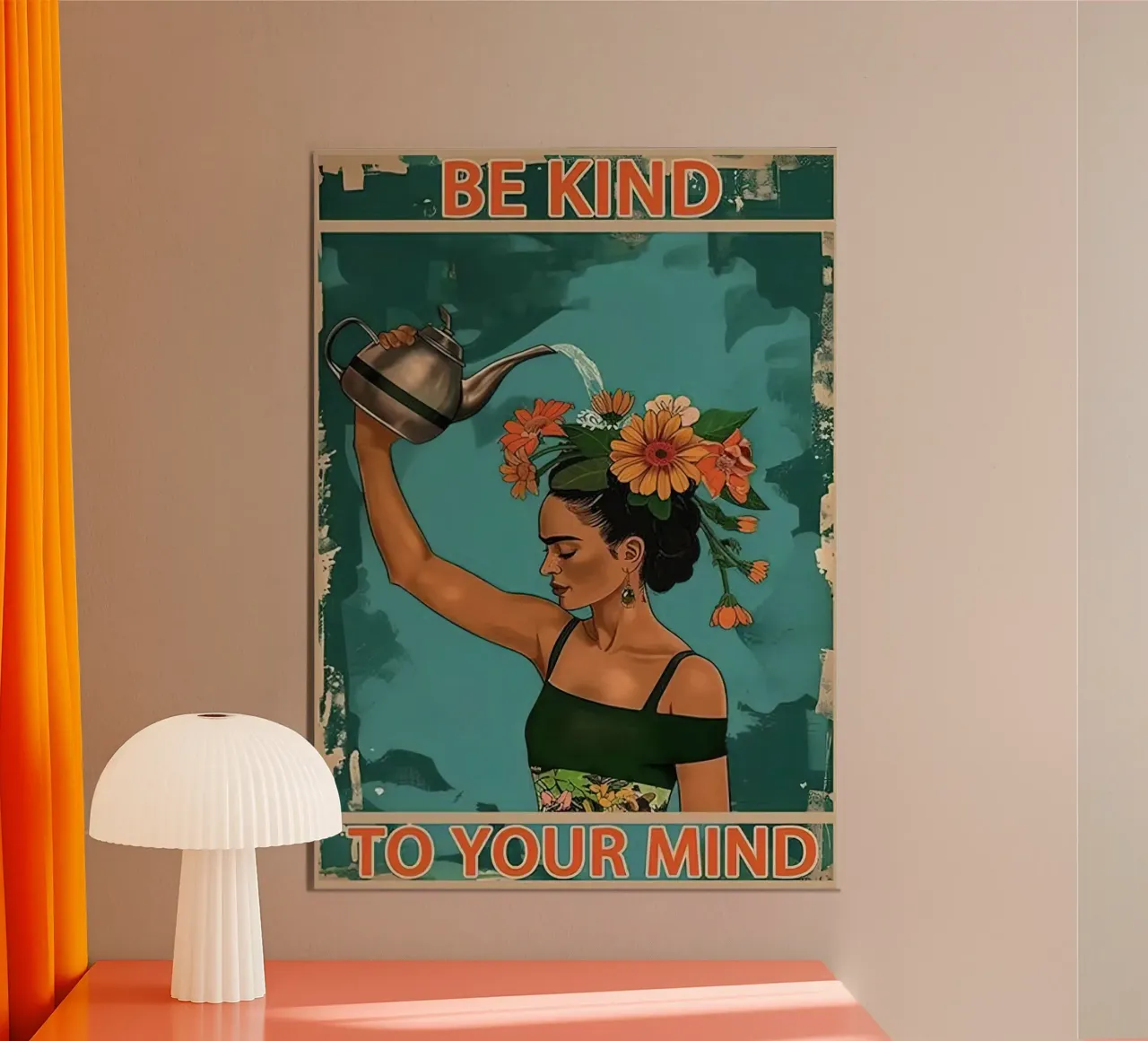 Siate gentili con la vostra mente poster con telaio in legno da hanna shop