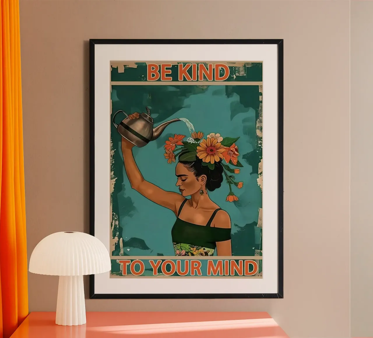 Siate gentili con la vostra mente poster con telaio in legno da hanna shop