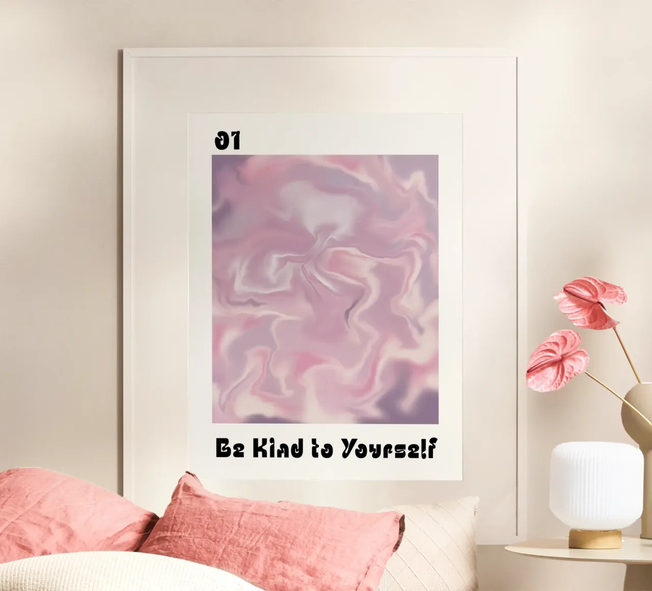 Siate gentili con voi stessi poster con telaio in alluminio da hanna shop
