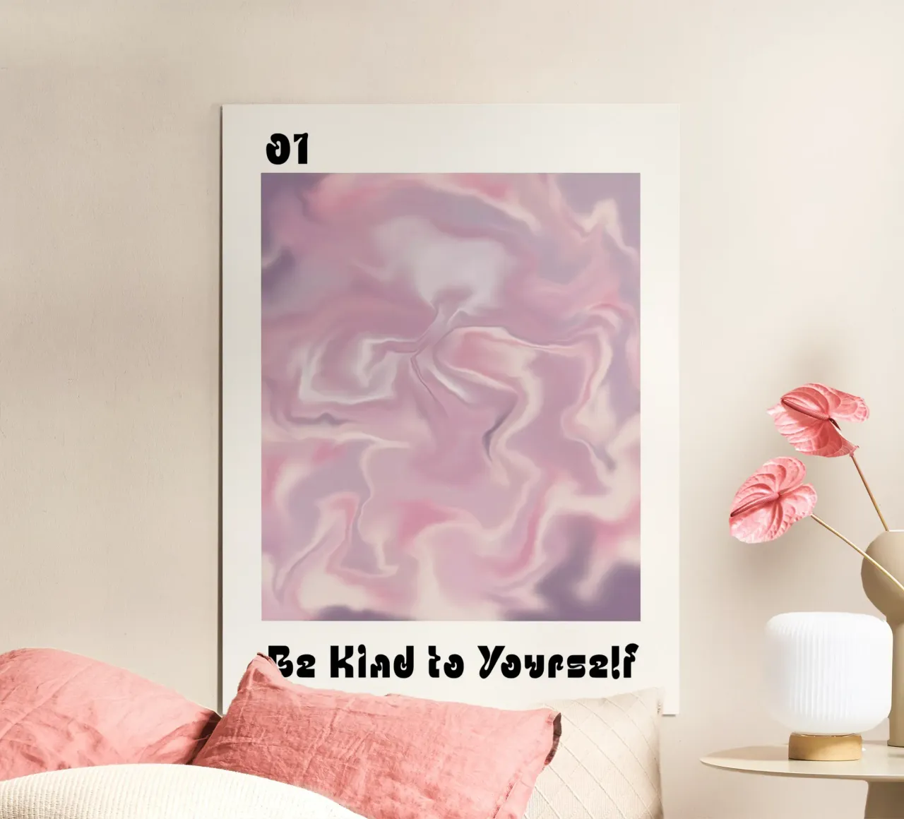 Siate gentili con voi stessi poster con telaio in alluminio da hanna shop