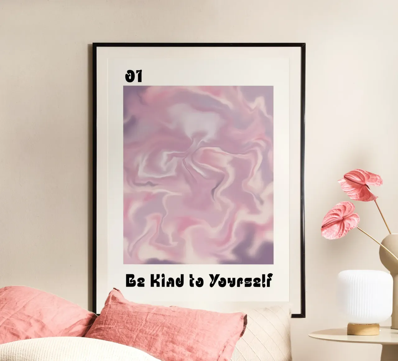 Siate gentili con voi stessi poster con telaio in alluminio da hanna shop