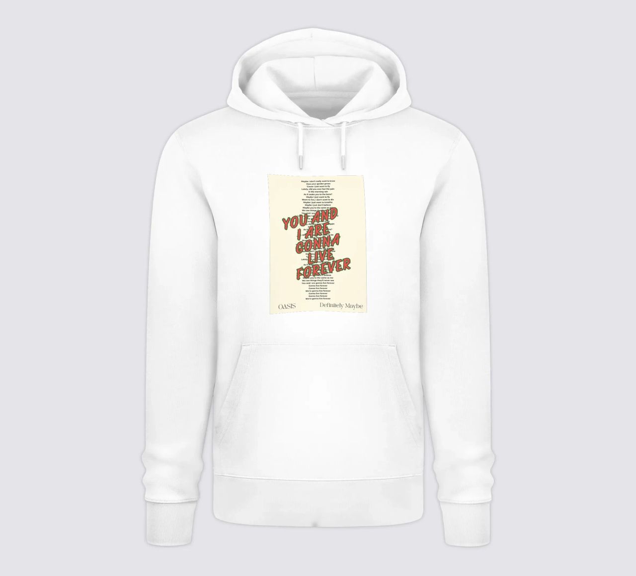 Oasis - Live Forever typography design felpa con cappuccio da Proper job studio