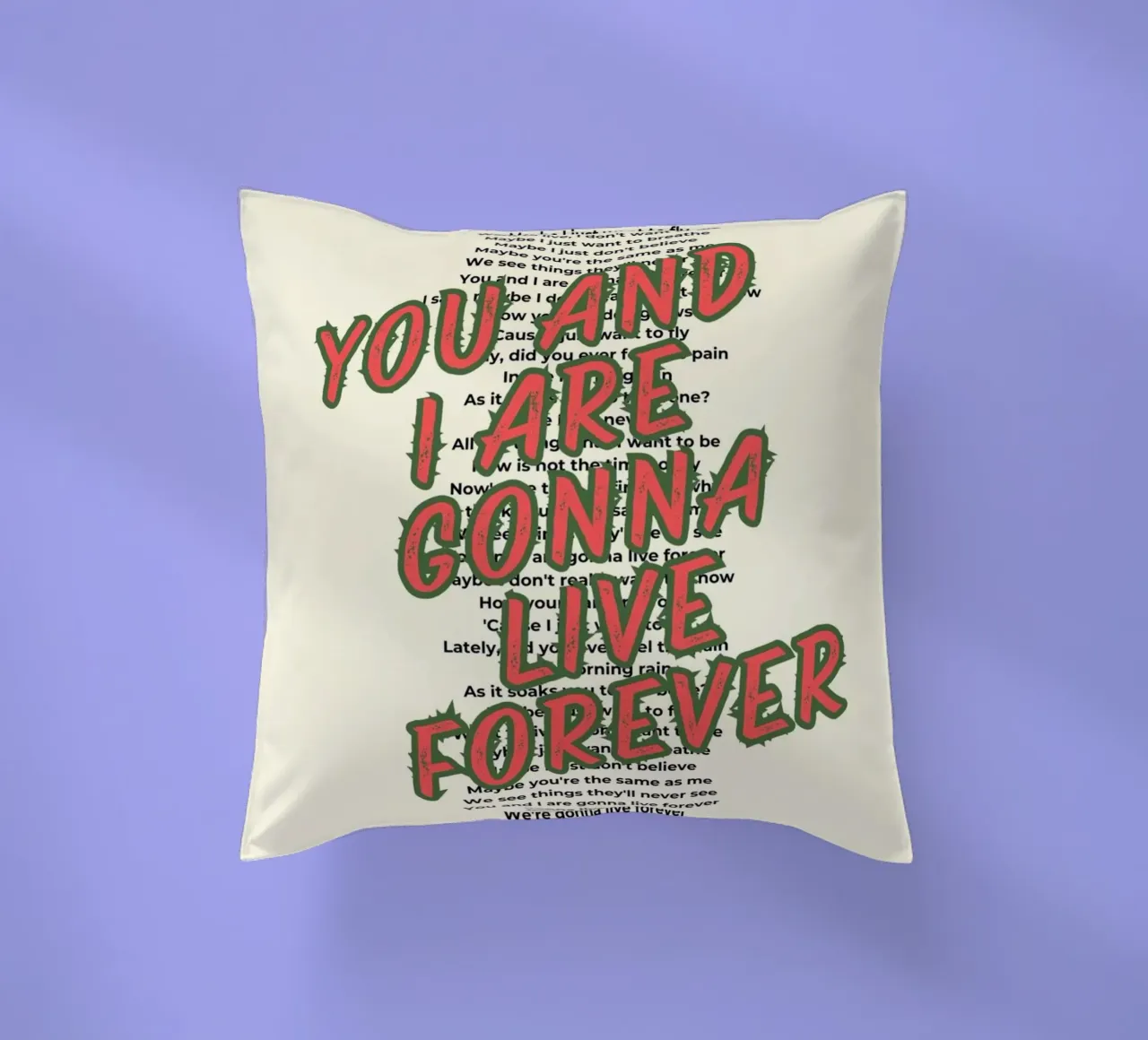 Oasis - Live Forever typography design cuscino da Proper job studio