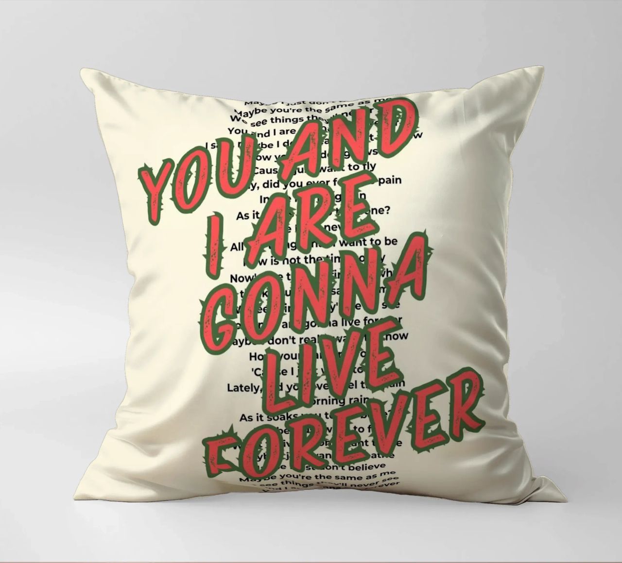 Oasis - Live Forever typography design cuscino da Proper job studio