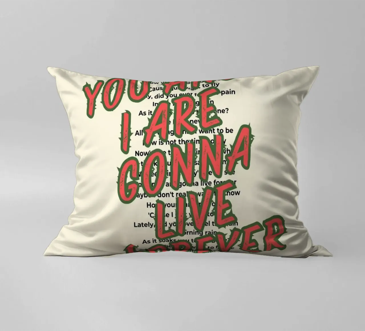 Oasis - Live Forever typography design cuscino da Proper job studio