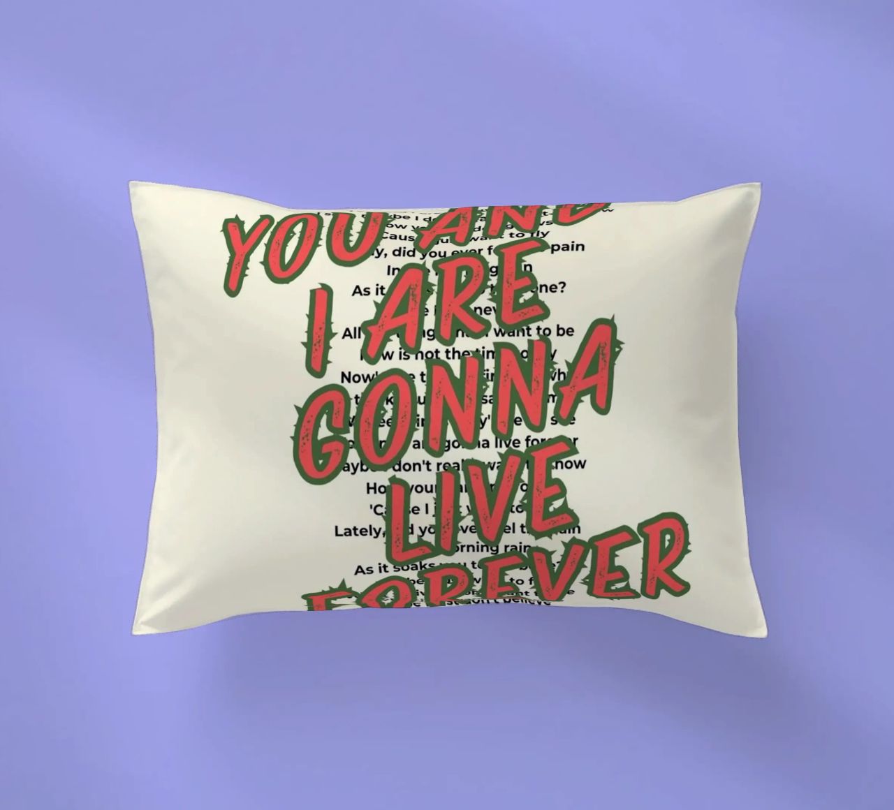Oasis - Live Forever typography design cuscino da Proper job studio