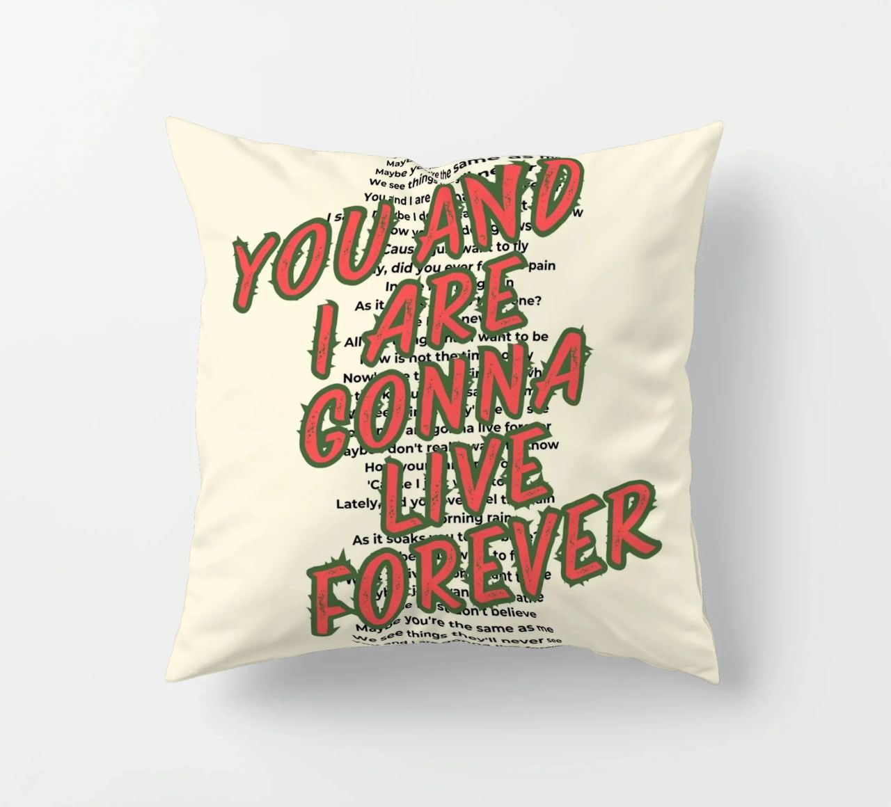 Oasis - Live Forever typography design cuscino da Proper job studio