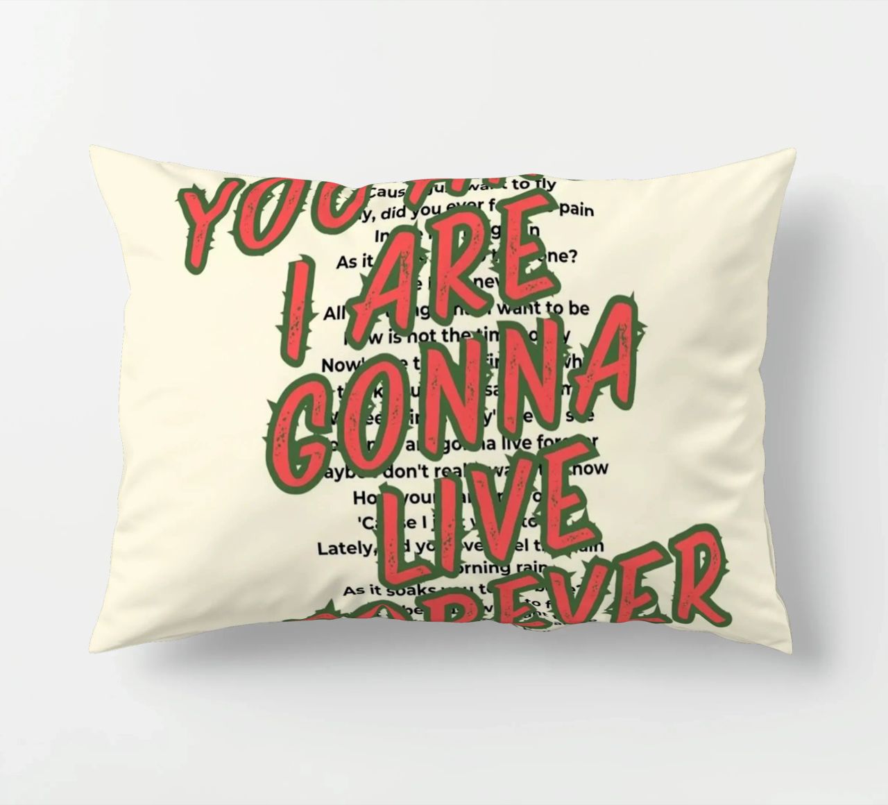 Oasis - Live Forever typography design cuscino da Proper job studio