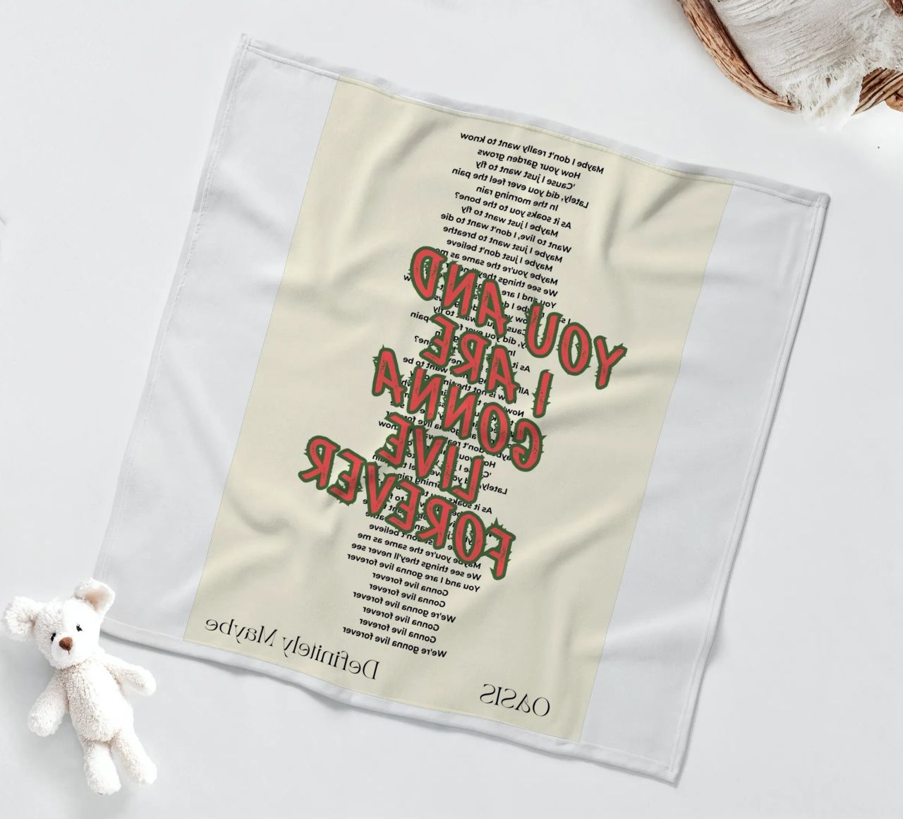 Oasis - Live Forever typography design coperta in pile da Proper job studio