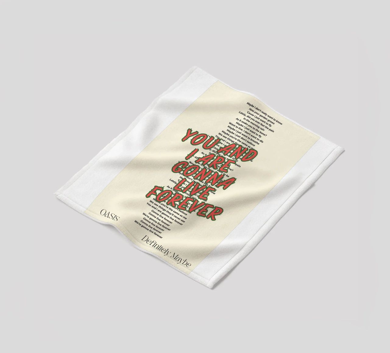 Oasis - Live Forever typography design coperta in pile da Proper job studio