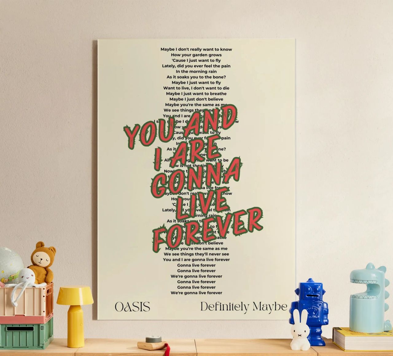 Oasis - Live Forever typography design plexiglass da Proper job studio