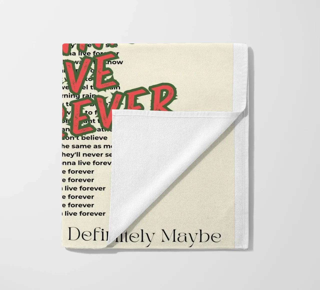Oasis - Live Forever typography design telo mare da Proper job studio