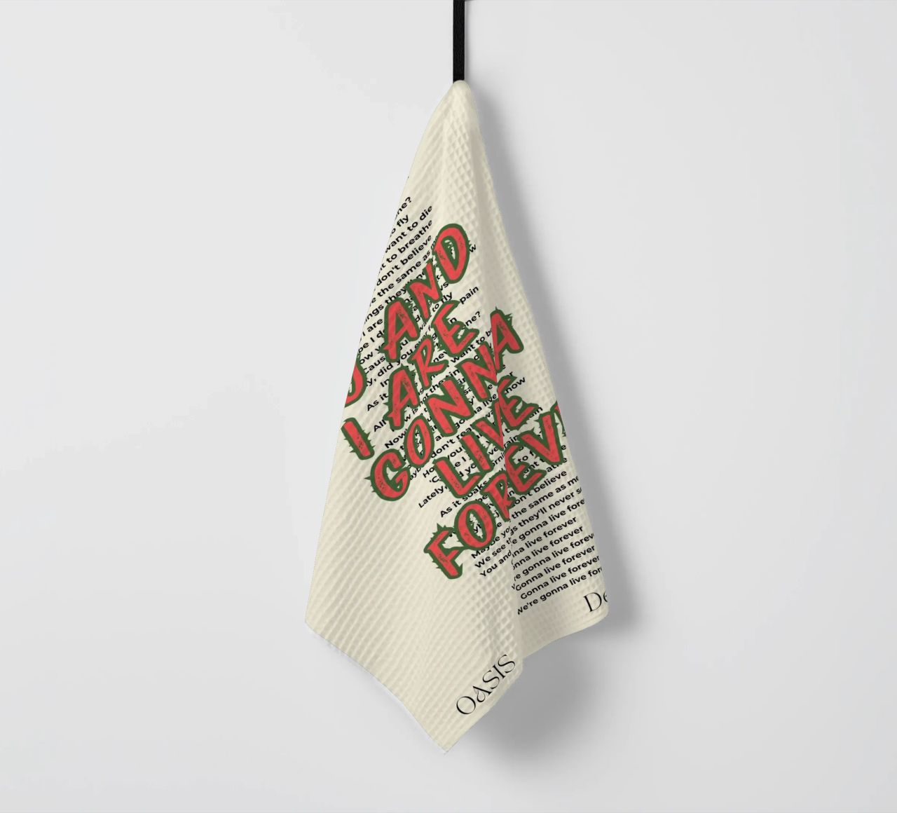 Oasis - Live Forever typography design canovaccio da cucina da Proper job studio