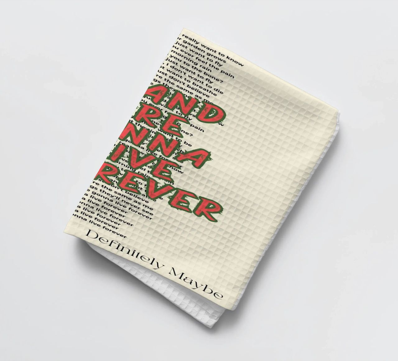 Oasis - Live Forever typography design canovaccio da cucina da Proper job studio