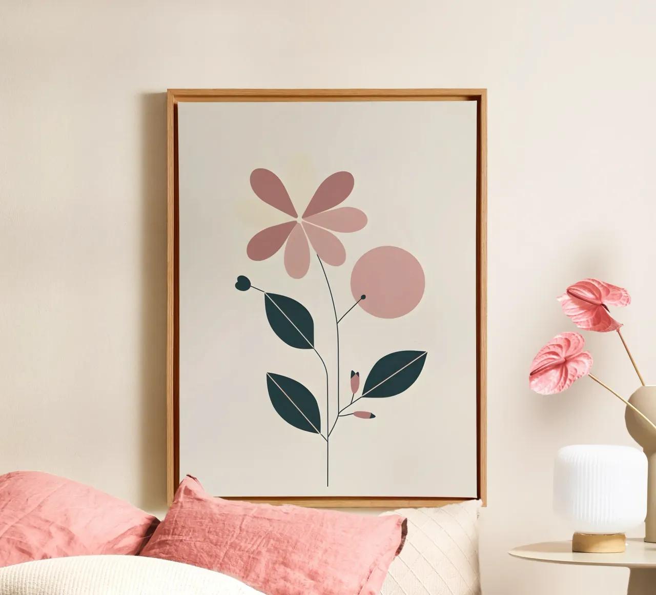 Fiore geometrico tela con Cornice a cassetta da The Green Room