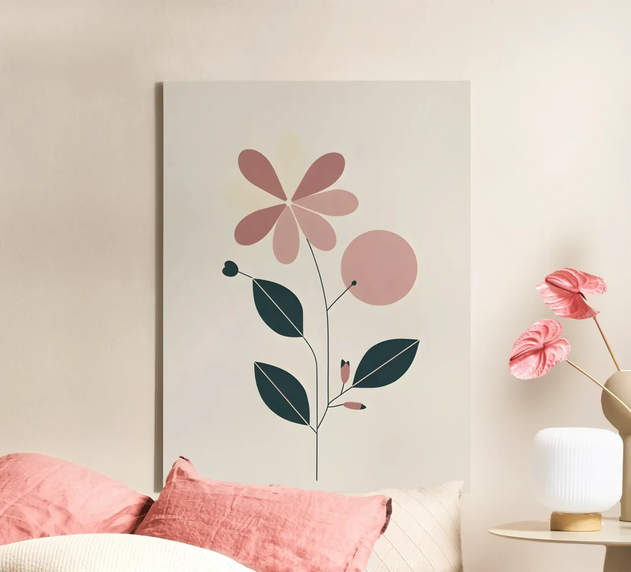 Fiore geometrico tela con Cornice a cassetta da The Green Room