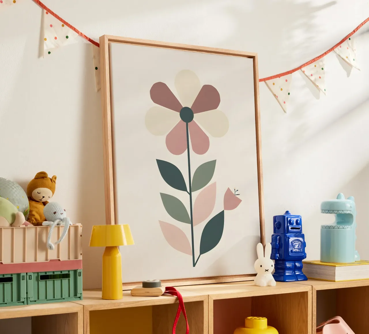 Fiore geometrico tela con Cornice a cassetta da The Green Room