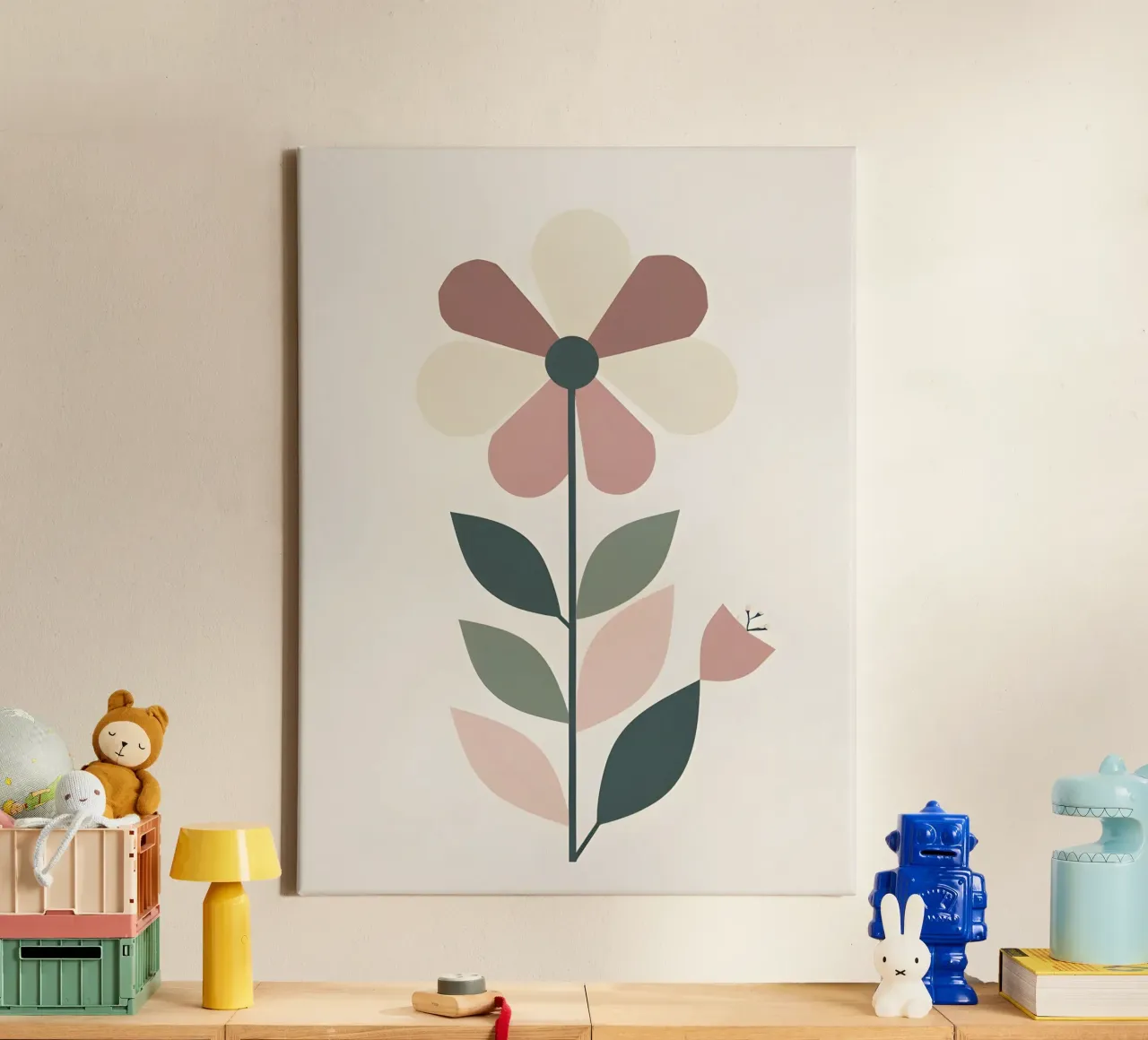 Fiore geometrico tela con Cornice a cassetta da The Green Room