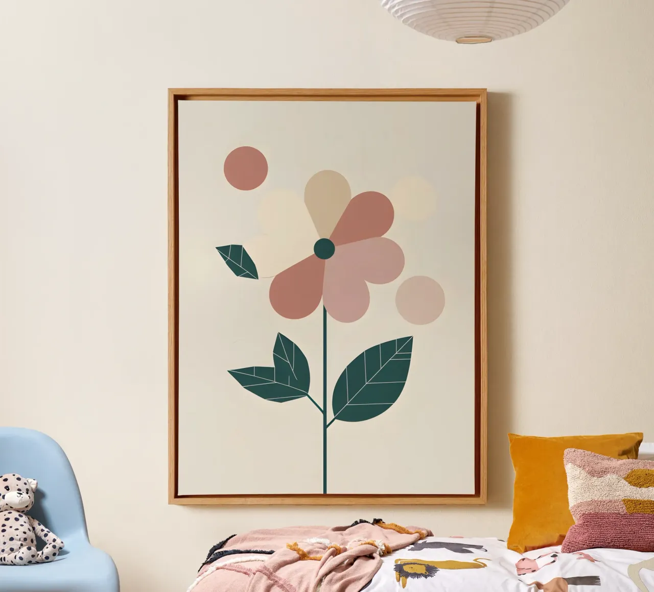 Fiore geometrico tela con Cornice a cassetta da The Green Room