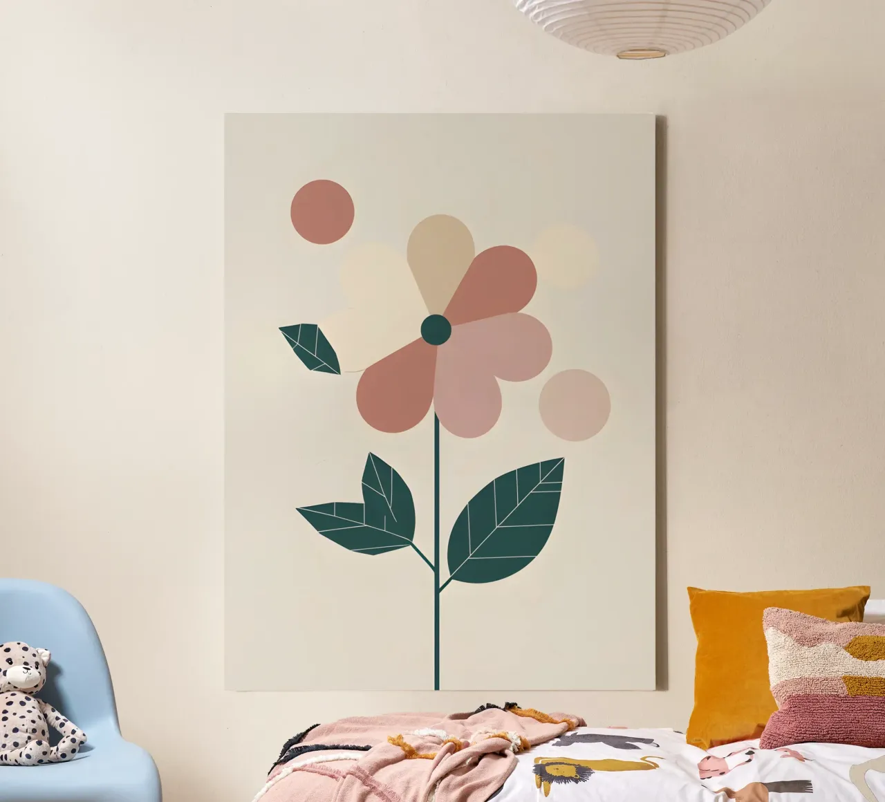 Fiore geometrico tela con Cornice a cassetta da The Green Room