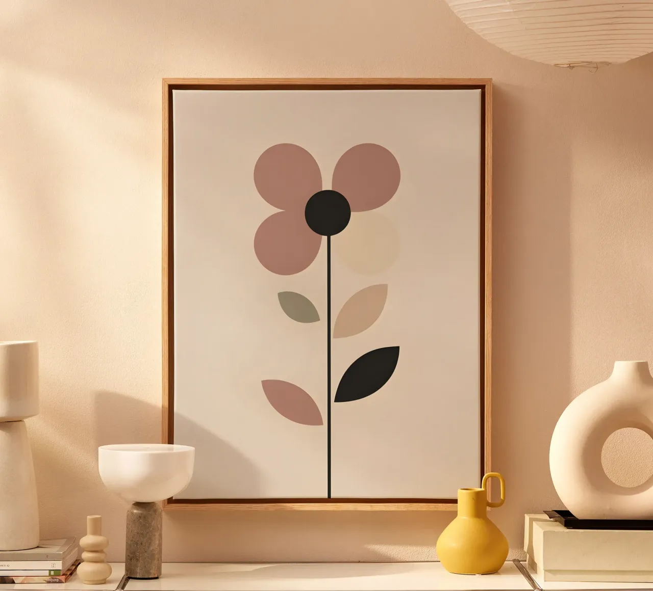 Fiore geometrico tela con Cornice a cassetta da The Green Room
