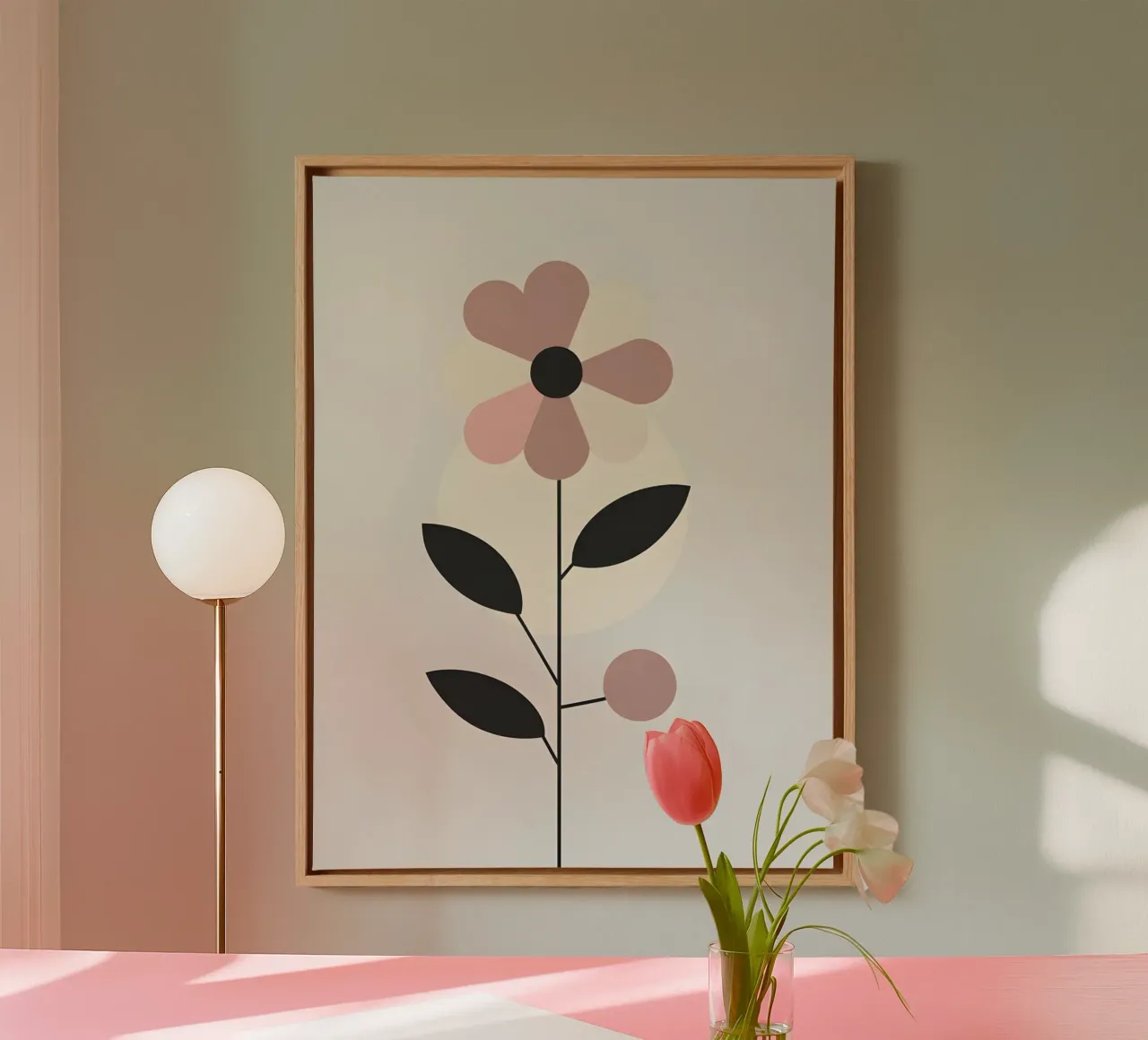Fiore geometrico tela con Cornice a cassetta da The Green Room