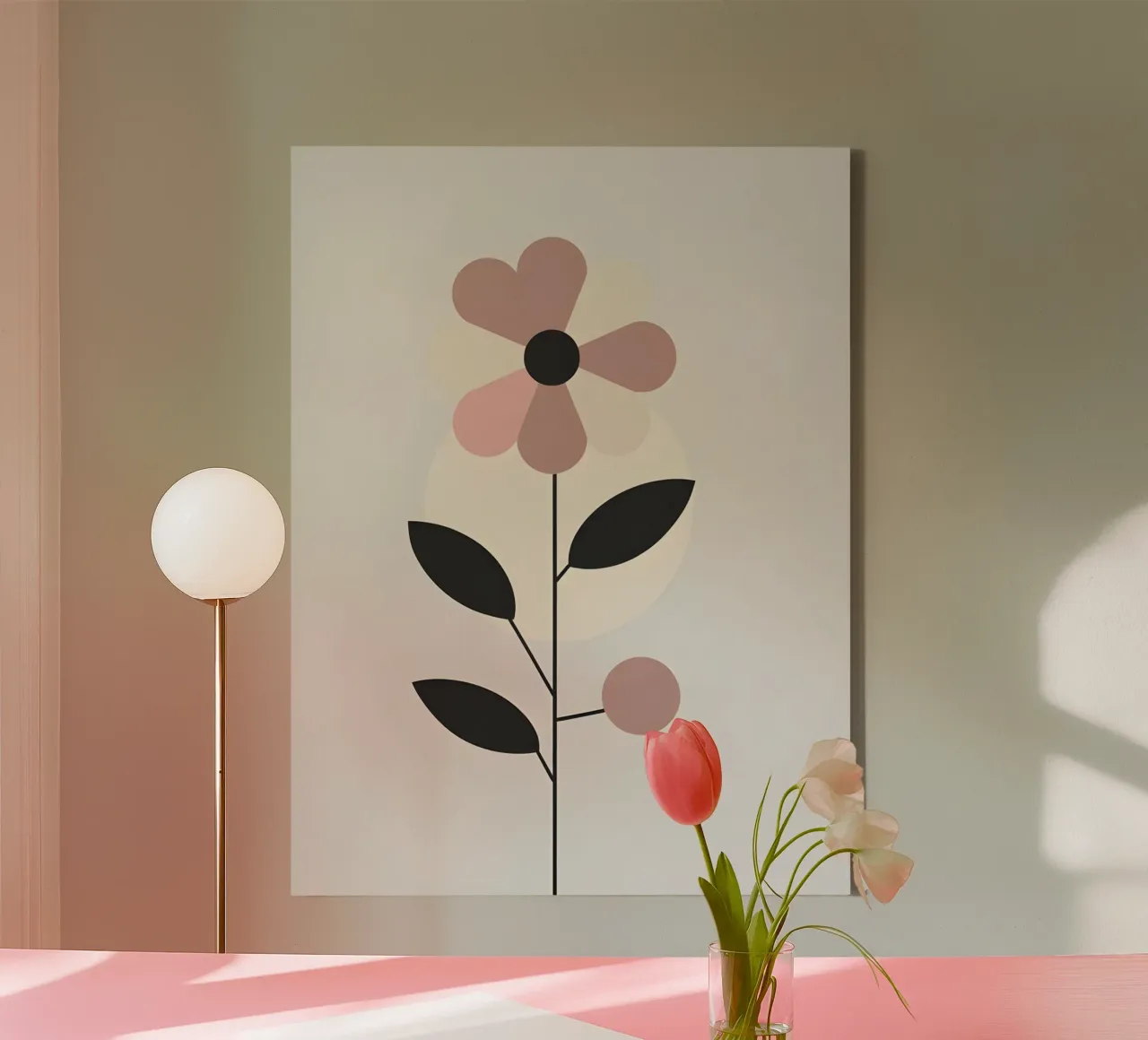 Fiore geometrico tela con Cornice a cassetta da The Green Room
