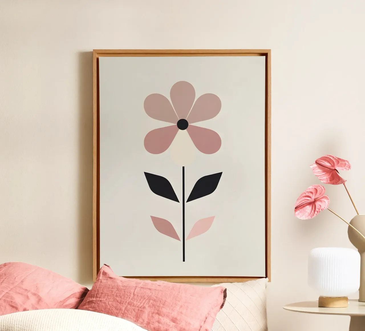 Fiore geometrico tela con Cornice a cassetta da The Green Room
