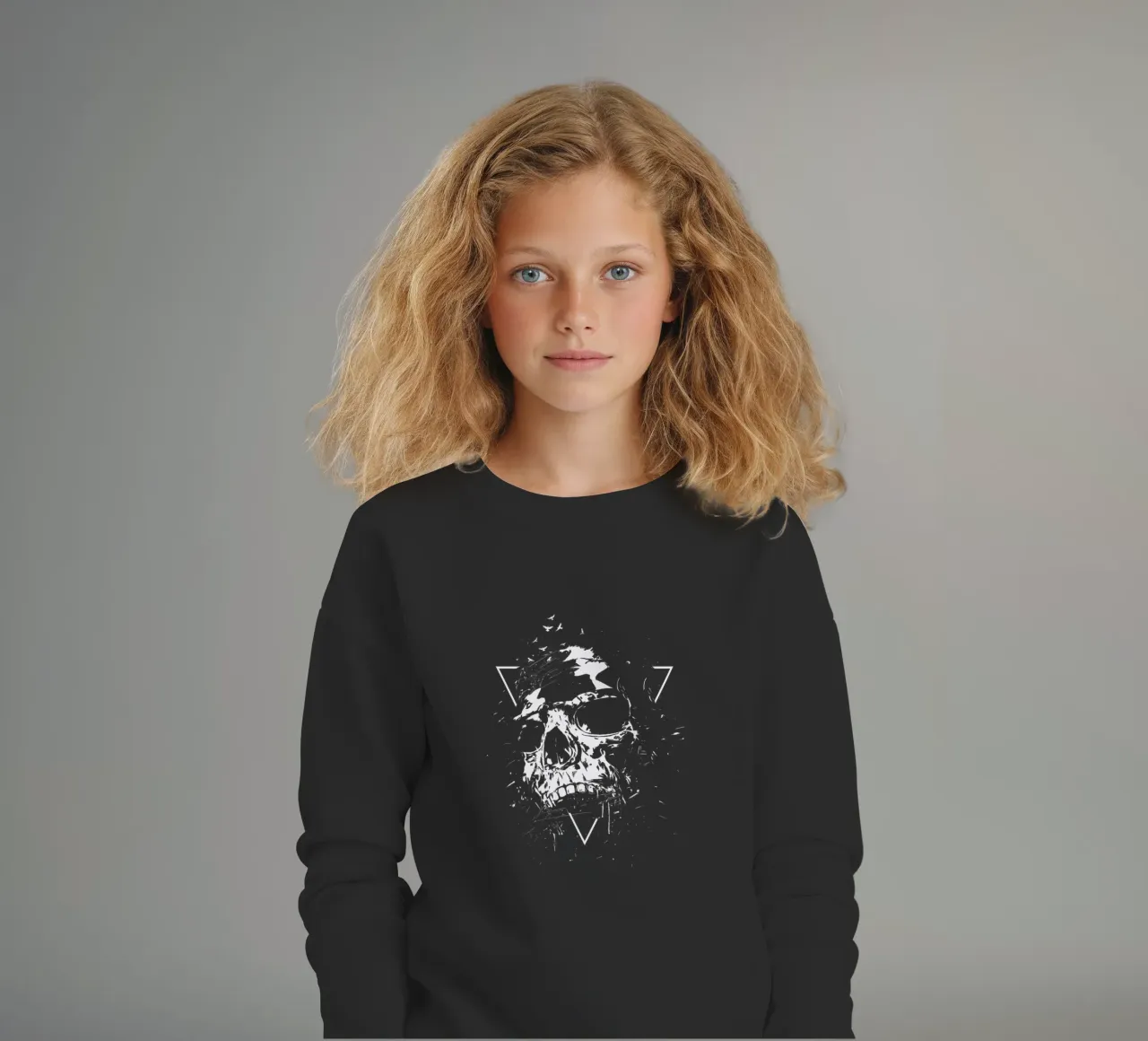 Skull X (b&w) felpa bambino da Balazs Solti