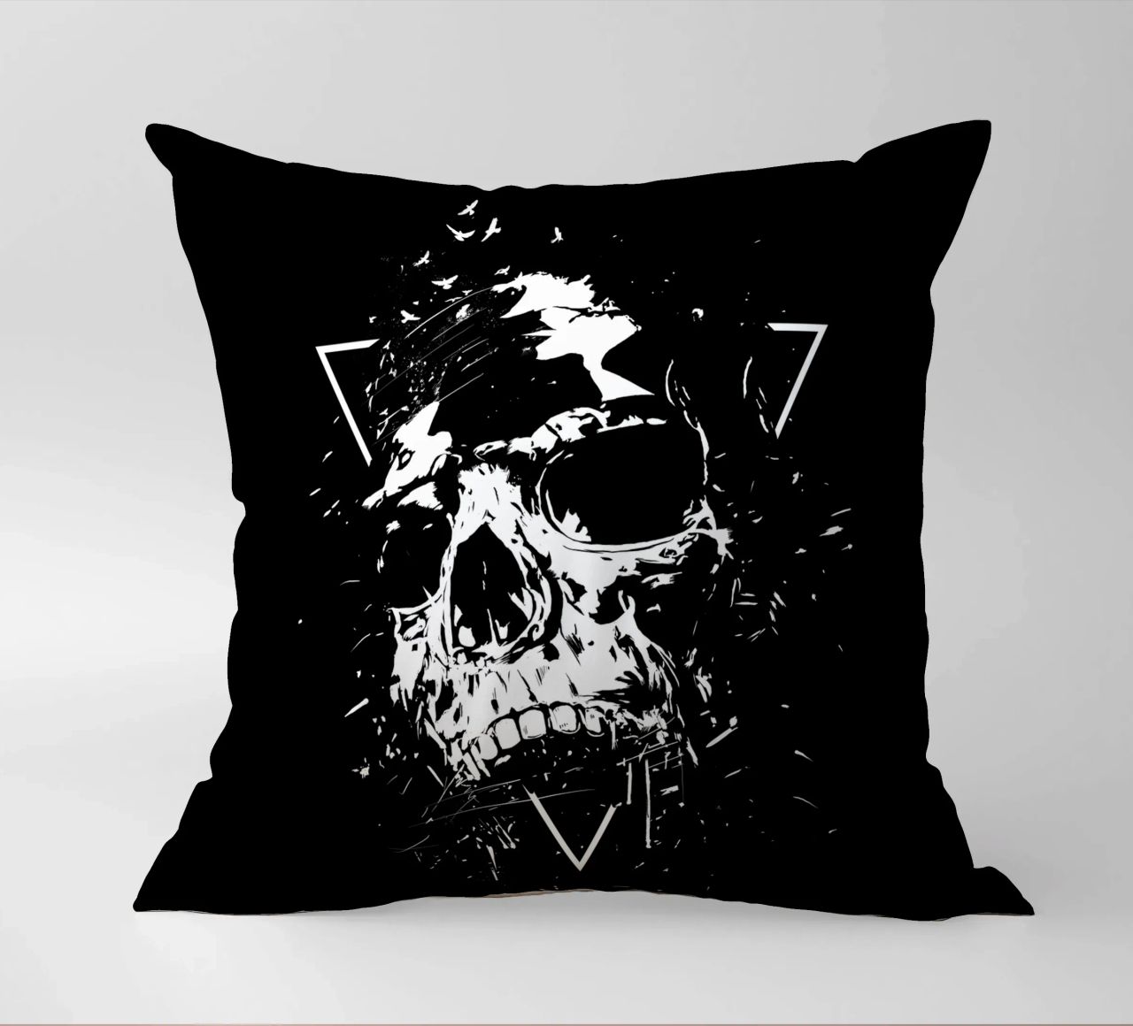 Skull X (b&w) cuscino da Balazs Solti