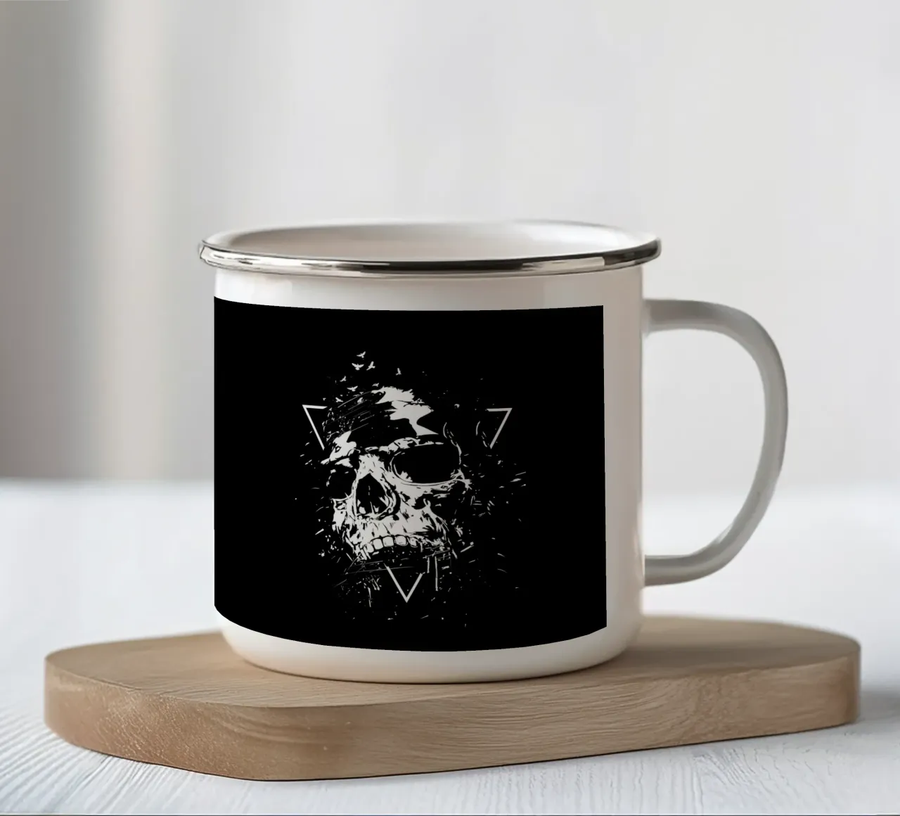 Skull X (b&w) emaille mok van Balazs Solti