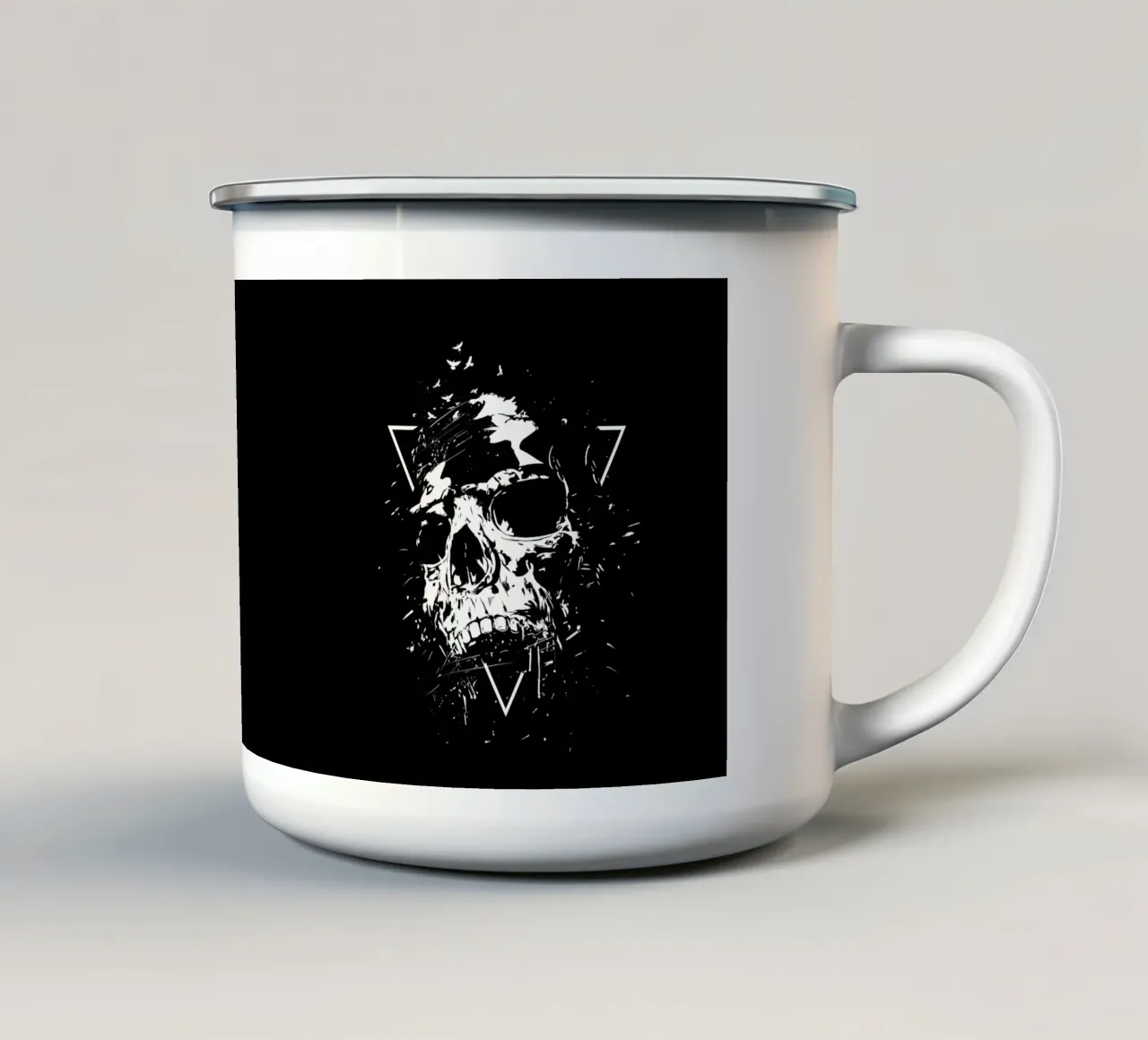 Skull X (b&w) Emaille Tasse von Balazs Solti