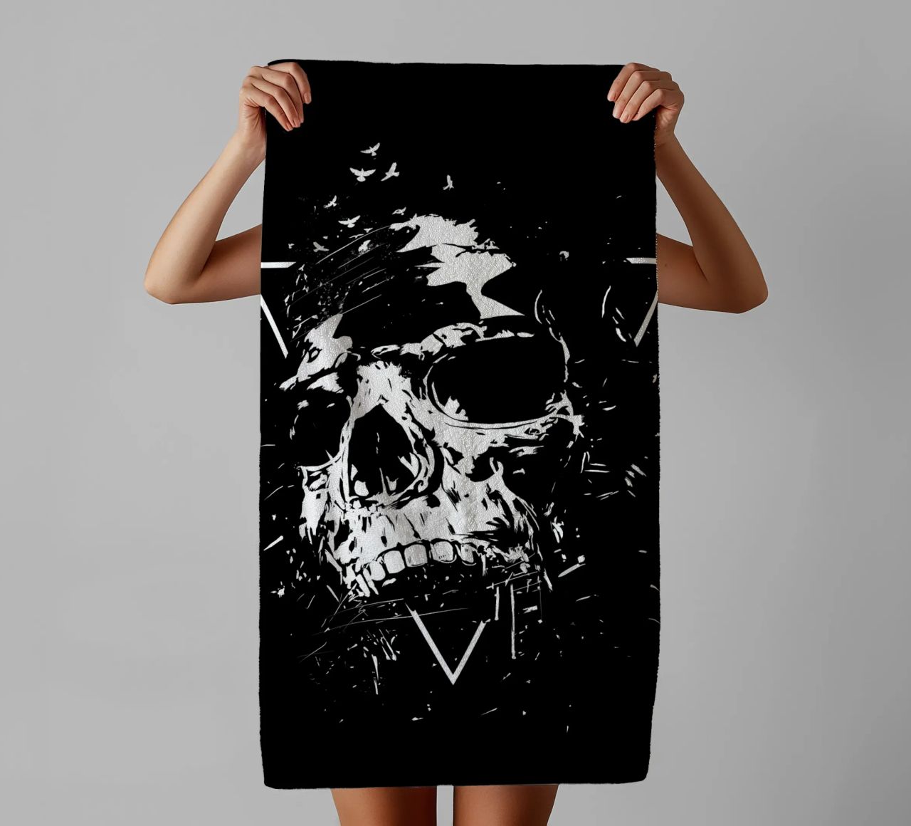Skull X (b&w) asciugamano da bagno da Balazs Solti