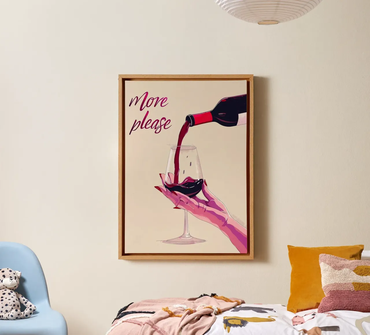 Più vino per favore tela con Cornice a cassetta da hanna shop