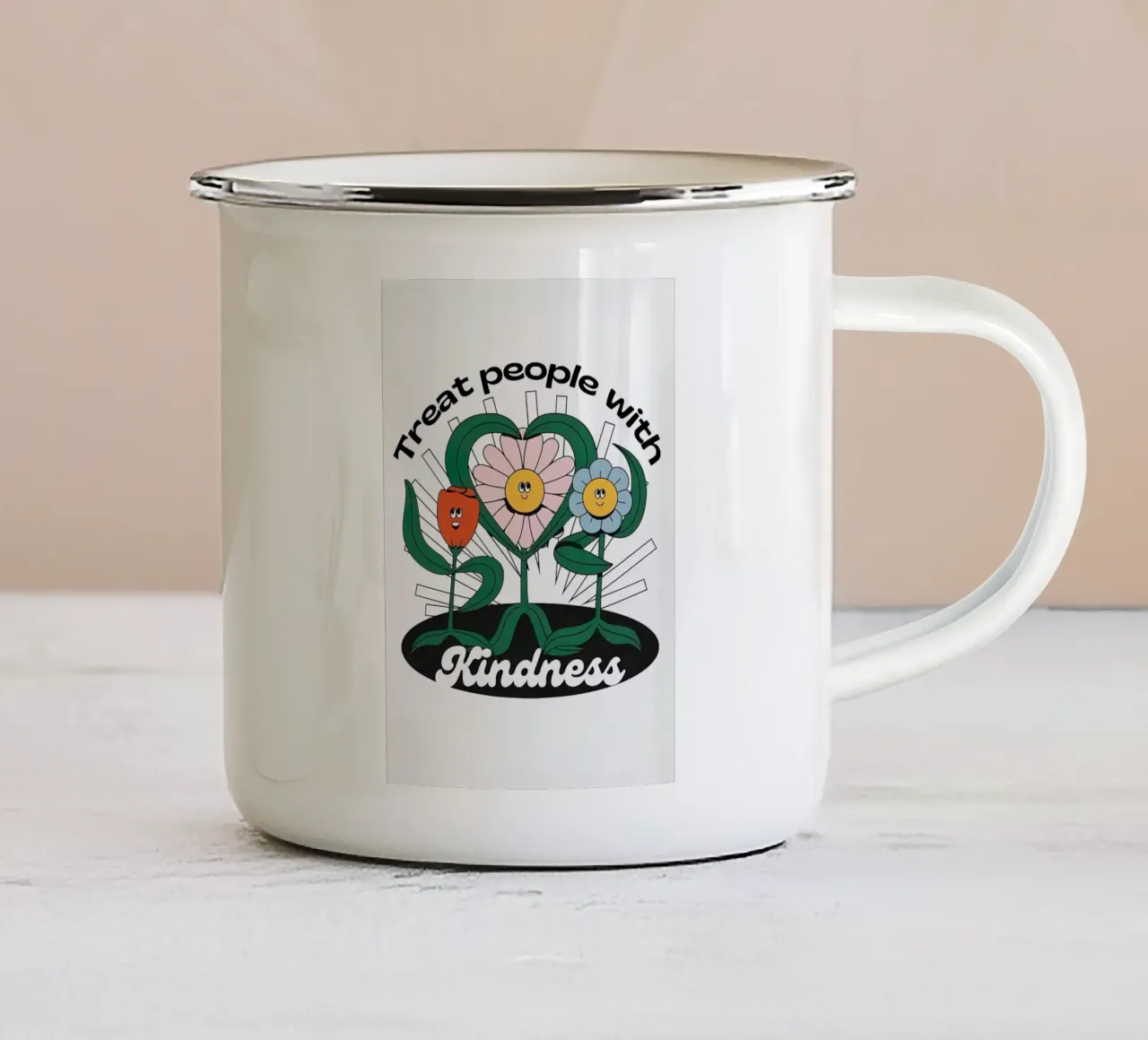 Trattare le persone con gentilezza tazza in smalto da hanna shop