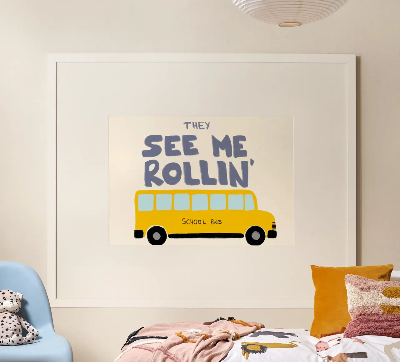 Poster per scuolabus "They See Me Rollin'" - Arte per la cameretta dei bambini poster con telaio in alluminio da vintagepod