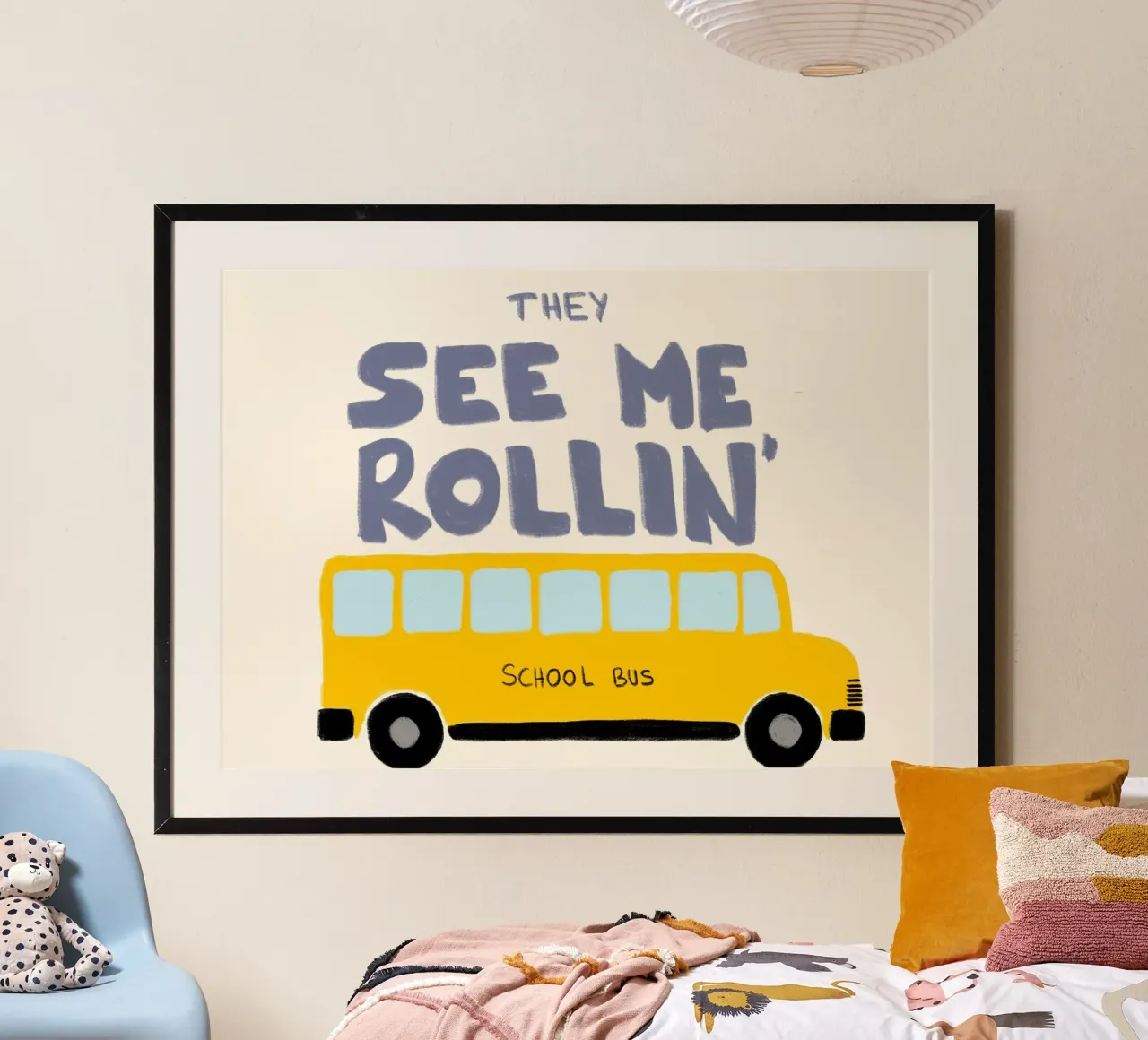 Poster per scuolabus "They See Me Rollin'" - Arte per la cameretta dei bambini poster con telaio in alluminio da vintagepod