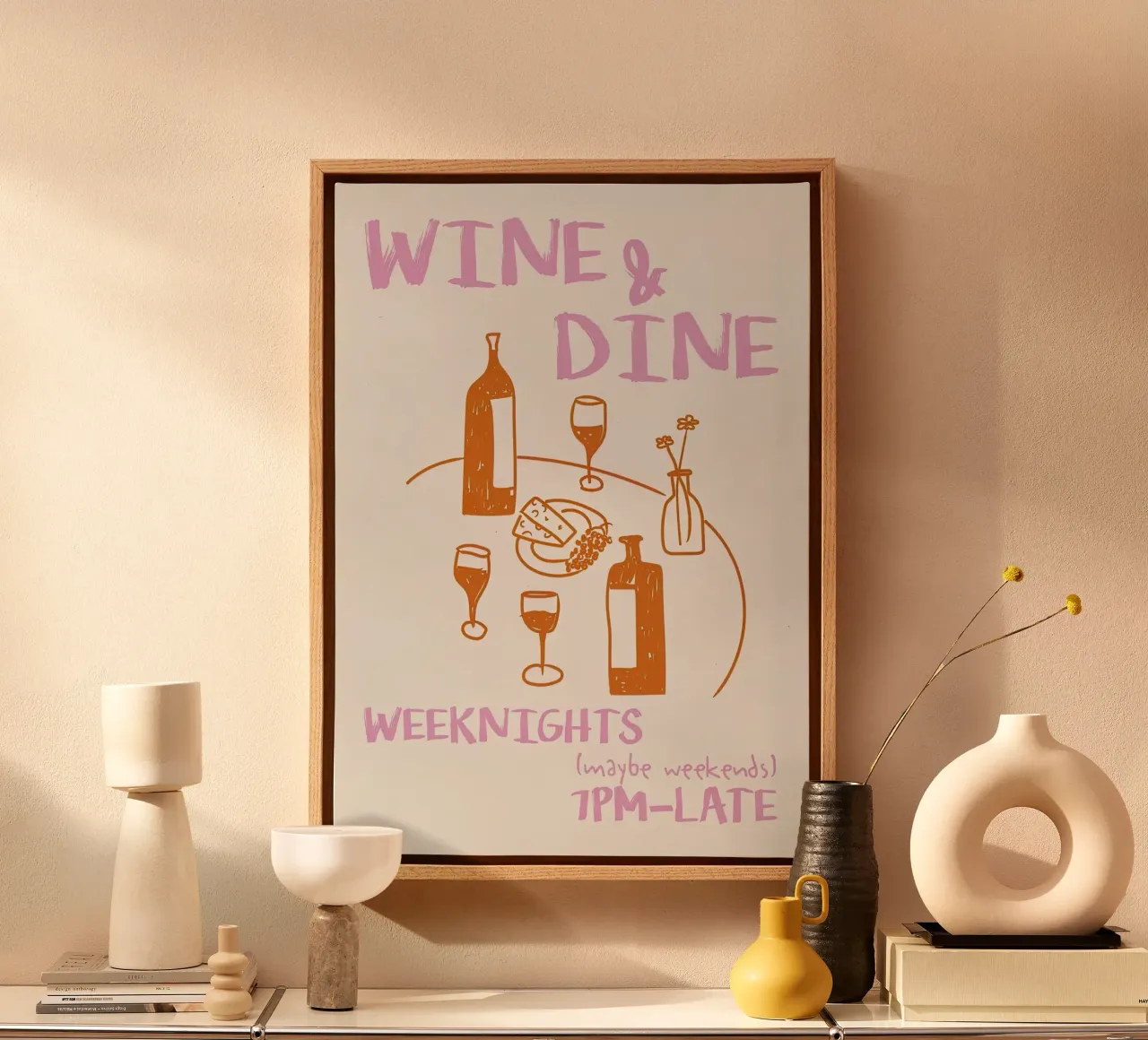 Vino e cena tela con Cornice a cassetta da hanna shop