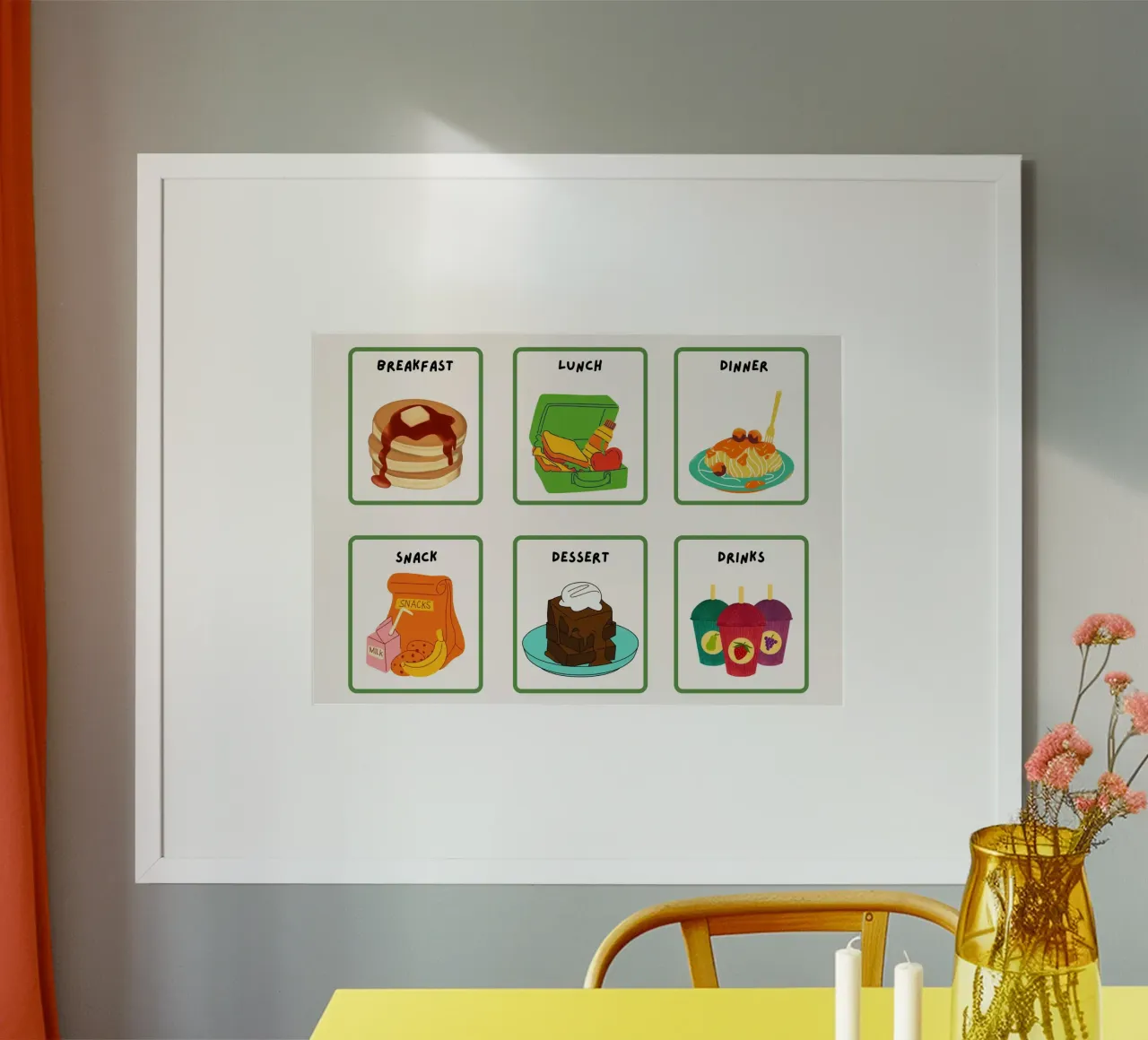 Poster per bambini "Pasti e bevande quotidiane" - Arte del cibo poster da vintagepod